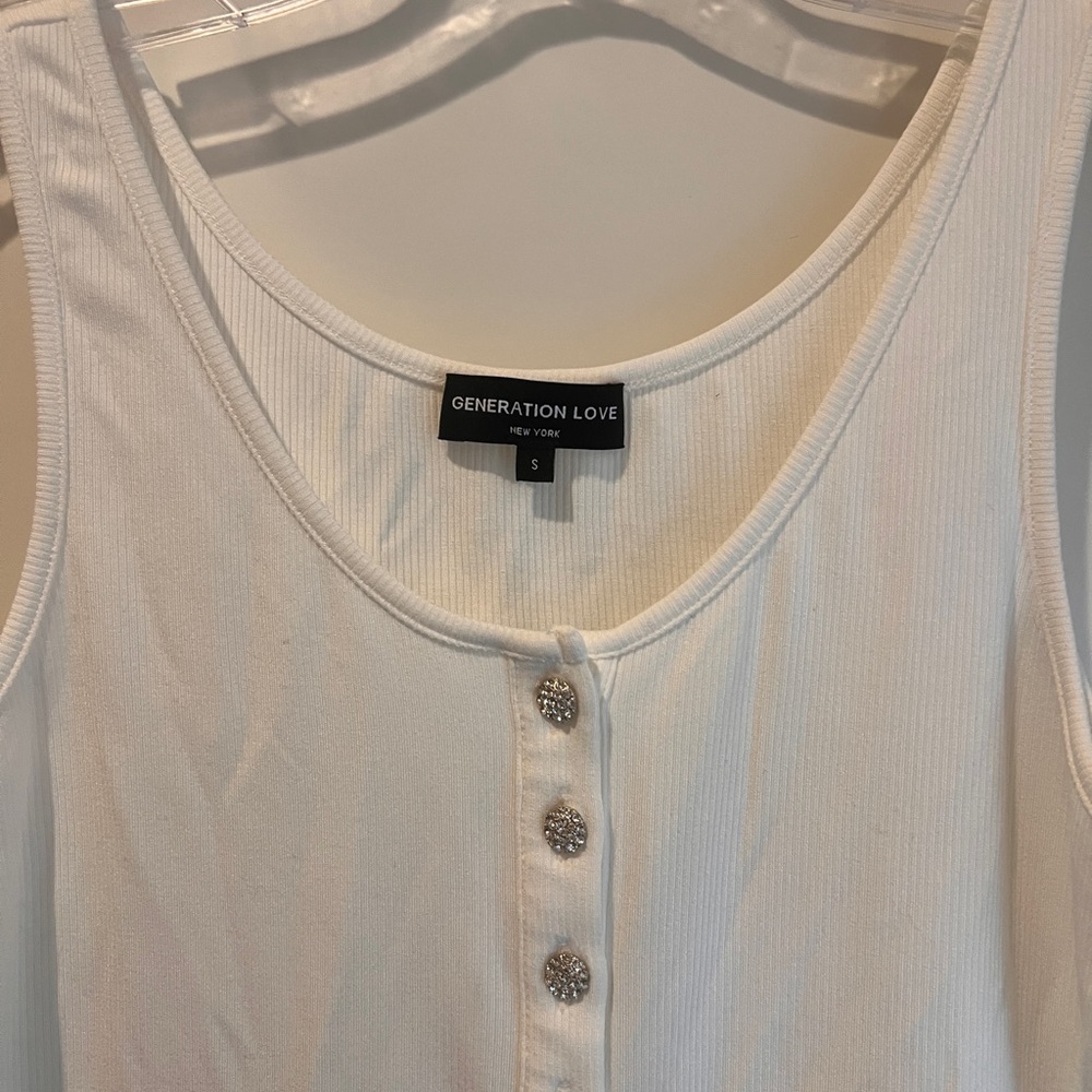 Generation Love White Button-Front Tank Top